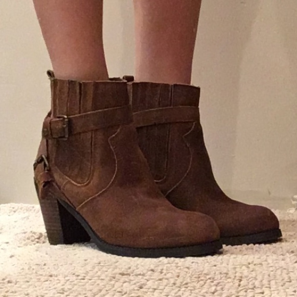 Very Volatile Brown Suede Booties - image 1